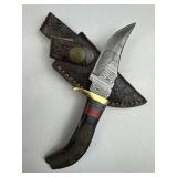 Damascus Steel Fixed Blade Knife w/ Sheath