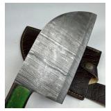 Damascus Steel Large Cleaver Knife w/ Sheath