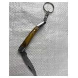 Damascus Steel Folding Blade Keychain Knife