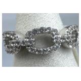 925 Silver Chain Link White Topaz Gemstone Ring