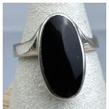 925 Silver Oval Black Tourmaline Ring