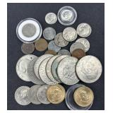 US Coins Assortment w/ Silver Dimes, Ike $1++