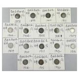 (17) 1898-1916 Silver Barber Dimes, All Different