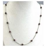 925 Silver Italy Red Bead Snake Chain Necklace