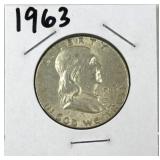 1963 Franklin Silver Half Dollar, US 90%