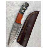 Damascus Steel Fixed Blade Knife w/ Sheath