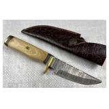 Damascus Steel Fixed Blade Knife w/ Sheath