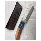 Damascus Steel TX Cowboy Bull Cutter w/ Sheath