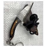 Damascus Steel Mini Keychain Knife w/ Sheath