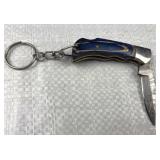 Damascus Steel Folding Blade Keychain Knife
