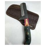 Handmade Steel Fixed Bull Cutter Knife w/ Sheath