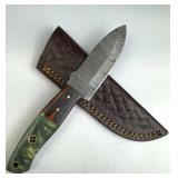 Damascus Steel Fixed Blade Knife w/ Sheath