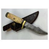 Damascus Steel Fixed Blade Knife w/ Sheath