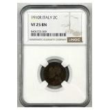 1910R Italy 2C, NGC VF25 BN