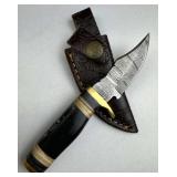 Damascus Steel Fixed Blade Knife w/ Sheath