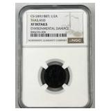 1887 Thailand 1/2A XF Details - Enviro Damage