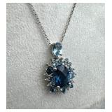 925 Silver Aquamarine & Blue Spinel Gemstone Neckl