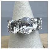 925 Silver 3 Large Zirconia Ring