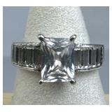 925 Silver AVON Square & Baguette Zirconia Ring