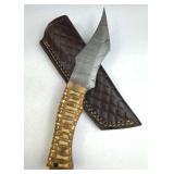 Damascus Steel Fixed Blade Dagger w/ Sheath