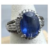 925 Silver Blue Spinel w/ Champagne & White Diamon