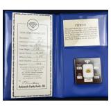 1.73ct Citrine Gemstone w/ COA Folio