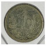 1921 Mexico Silver 20 Centavos Coin