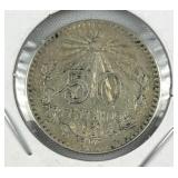 1920 Mexico Silver 50 Centavos Coin