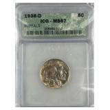 1938-D Buffalo Nickel, ICG MS67, Quality