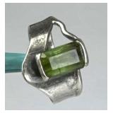 925 Silver Natural Green Tourmaline Unique Band Ri