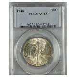 1946 Franklin Silver Half Dollar, PCGS AU58
