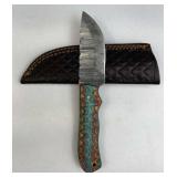 Damascus Steel Fixed Blade Knife w/ Sheath