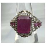 925 Silver Pink & White Topaz w/ Ruby Center Stone