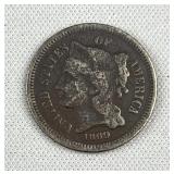 1869 US 3 Cent Nickel