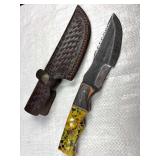 Handmade Steel Fixed Blade Hunting Knife w/ Sheath