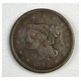 1843 US Braided Hair Large Cent, 1c Coin