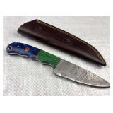 Damascus Steel Fixed Blade Knife w/ Sheath