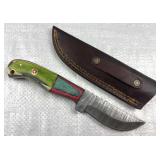 Damascus Steel Fixed Blade Knife w/ Sheath