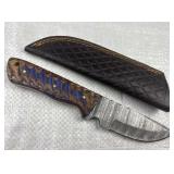 Damascus Steel Fixed Blade Knife w/ Sheath