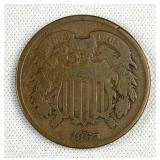 1865 US 2 Cent Piece, 2c Coin