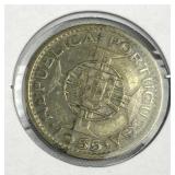 1955 Angola Silver 10 Escudos (.720)