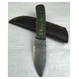 Damascus Steel Fixed Blade Knife w/ Sheath