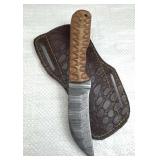 Damascus Steel Fixed Blade Knife w/ Sheath