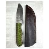 Damascus Steel Fixed Blade Knife w/ Sheath