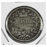 1878 Silver Great Britain Shilling Coin