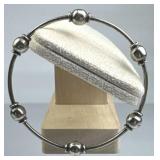 925 Silver Vintage Beaded Station Bangle Bracelet