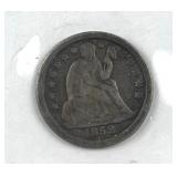 1852 Seated Liberty Silver Dimes, US 10c, 90%