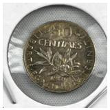 1918 France Silver 50 Centimes