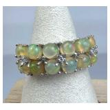 925 Silver Faux Opal w/ White Topaz Accent Ring