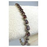 925 Sterling Silver Garnet Tennis Bracelet